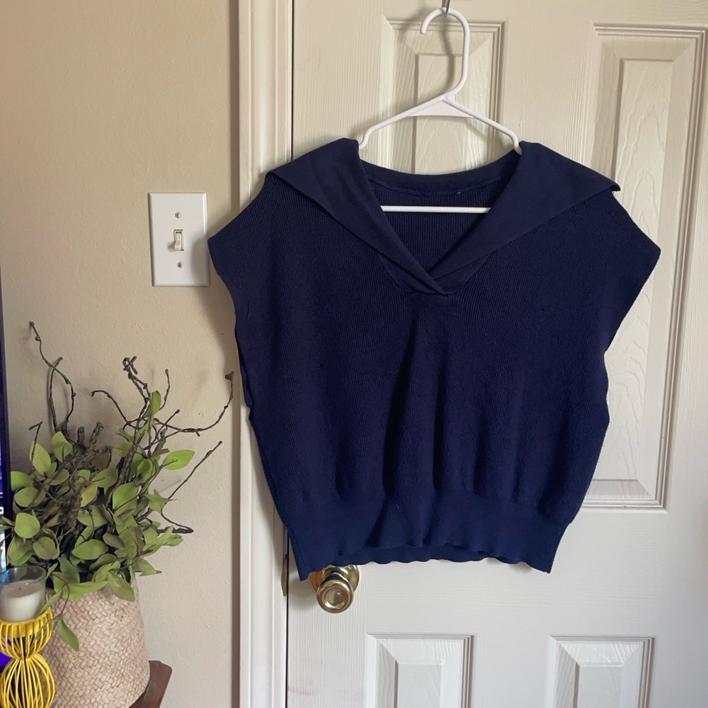 Navy Blue Sleeveless Sweater